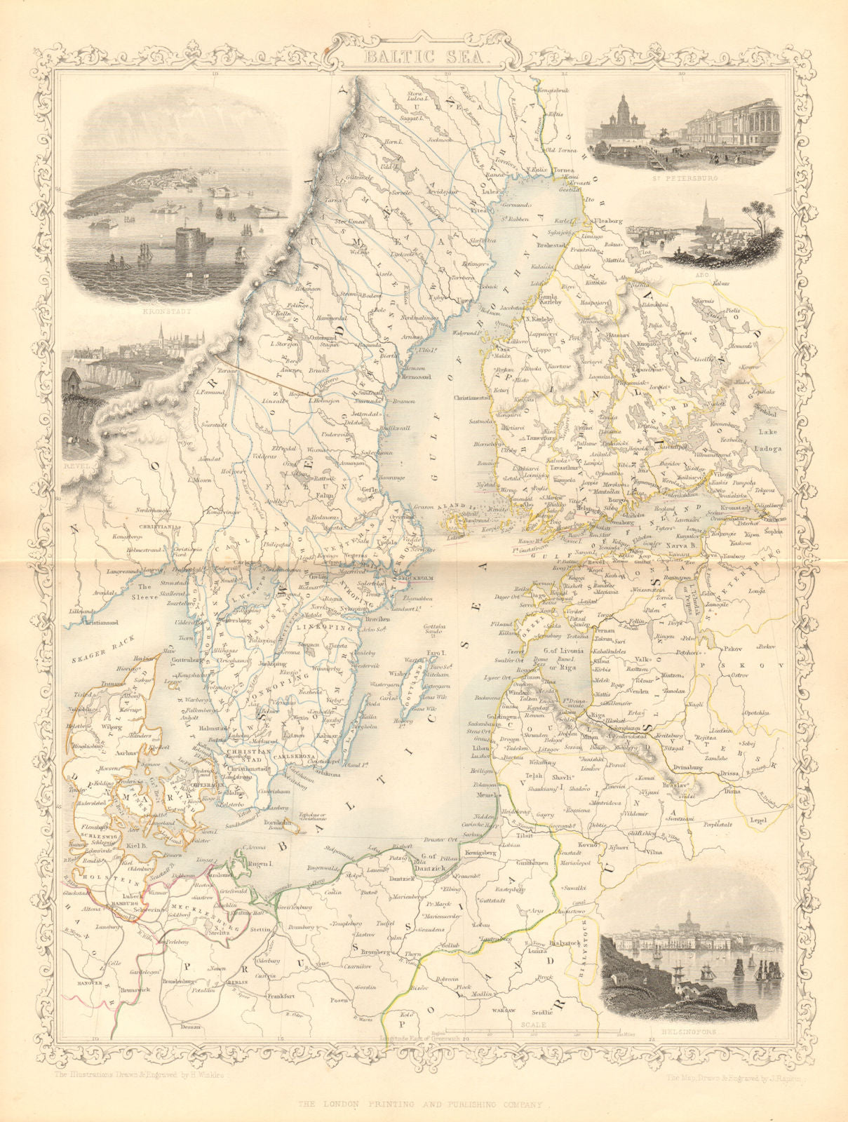 BALTIC SEA Kronstadt St Petersburg Turku Tallinn Helsinki TALLIS/RAPKIN 1860 map